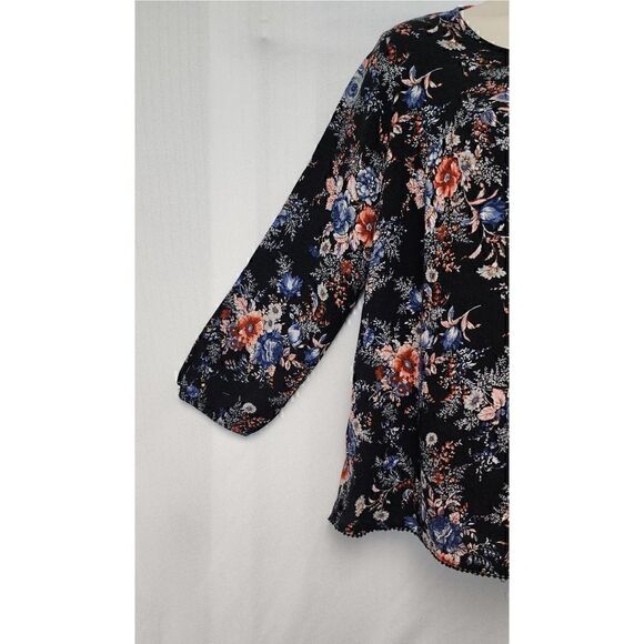 American Eagle Outfitters 3/4 Balloon Sleeve Keyhole Neck Floral S/P - Picture 6 of 8